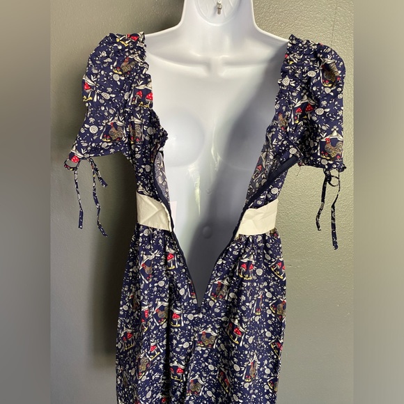 🦋B2G1🦋UNIQUE VINTAGE Retro Navy Mushroom and Rooster Dress NWT - Picture 6 of 11